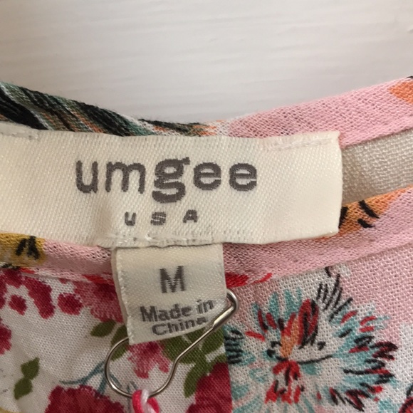 NWT Umgee size Medium sun dress pink florals multi pattern patchwork cute Summer - Picture 6 of 13